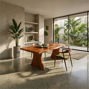 Mid Century Thick Top Dining Table For Contemporary Dining