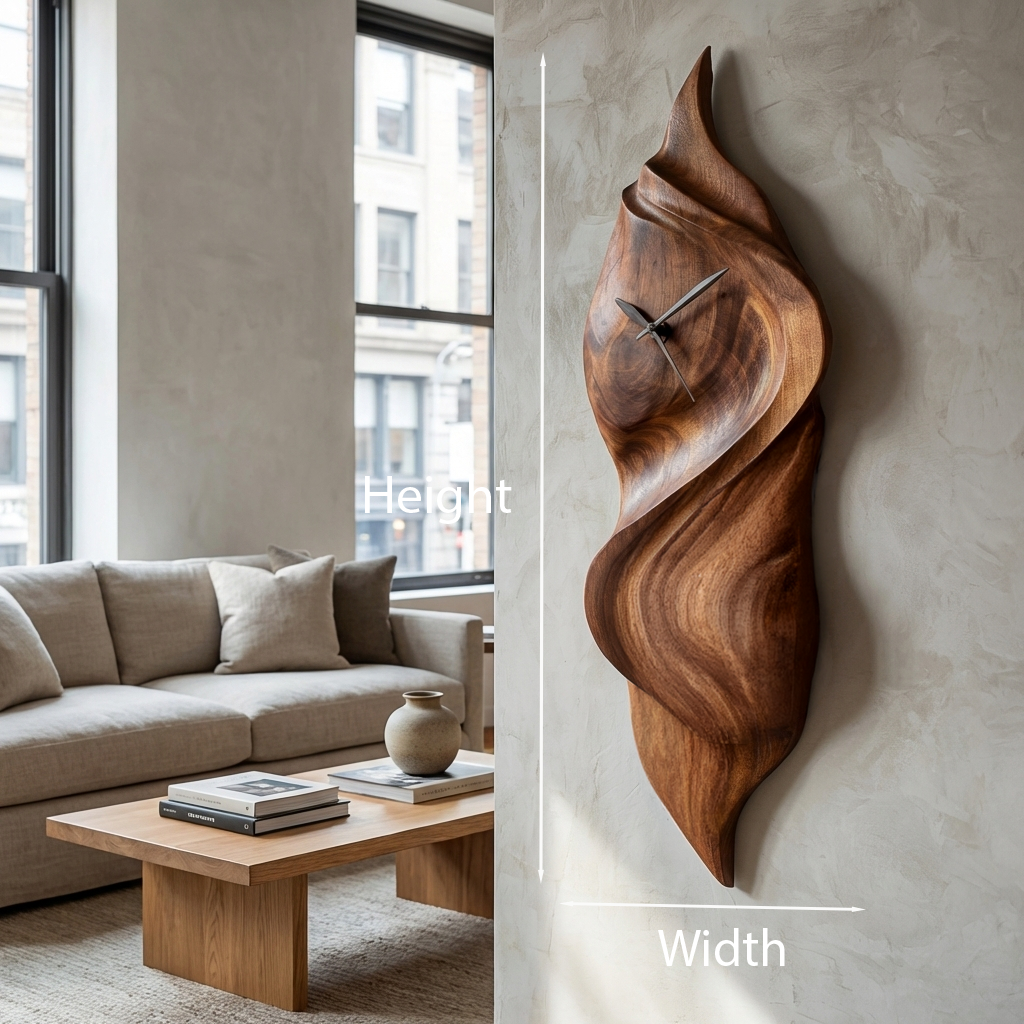 Handcrafted Sculptural Wooden Wall Clock For Cozy Bedroom