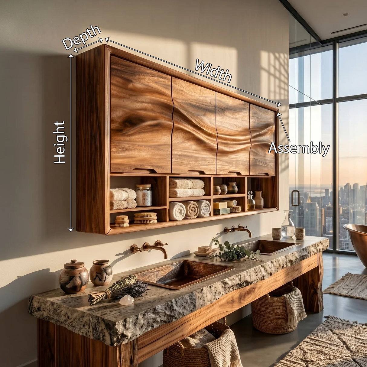 Organic Wave Panel Bathroom Cabinet Primary Bathroom