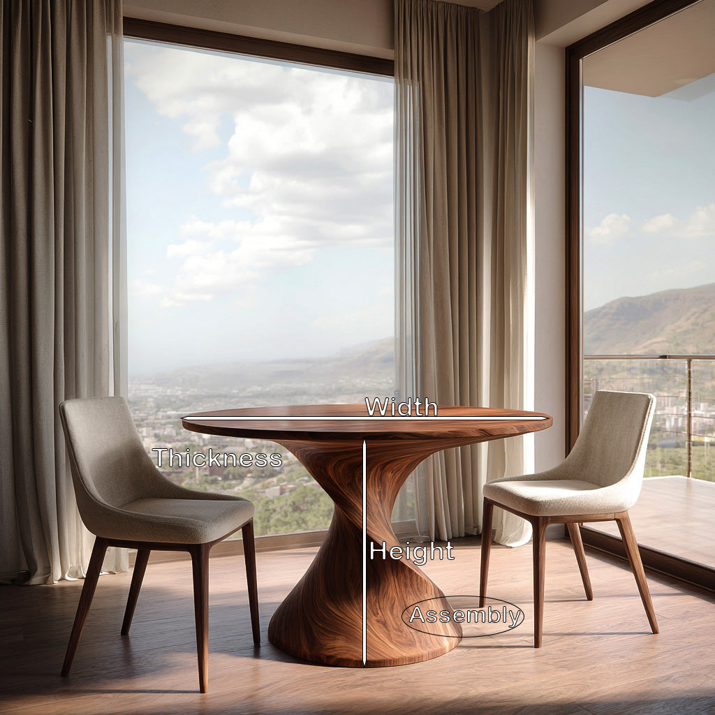 Organic Twisted Sculptural Dining Table For Breakfast Nook