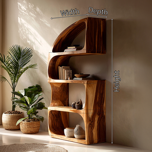 Rustic Farmhouse Curved Bookshelf Bedroom Corner Storage