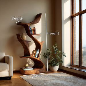 Organic Sculptural Wooden Bookshelf For Living Room
