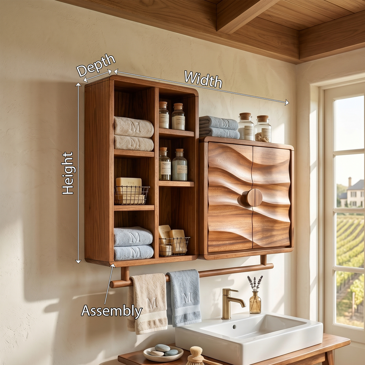 Scandinavian Wave Front Storage Cabinet Guest Suite