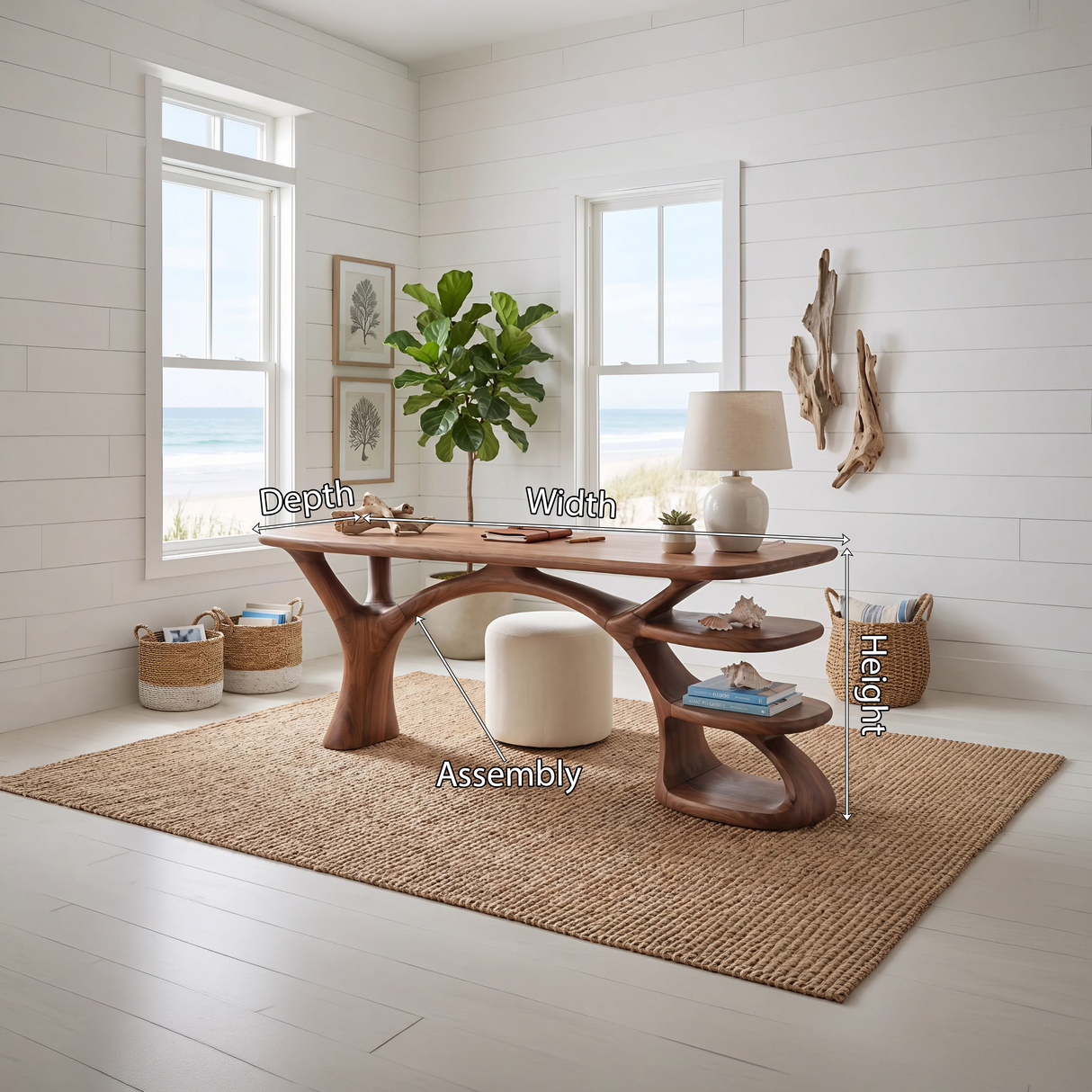 Modern Organic Form Study Desk Bedroom Workspace