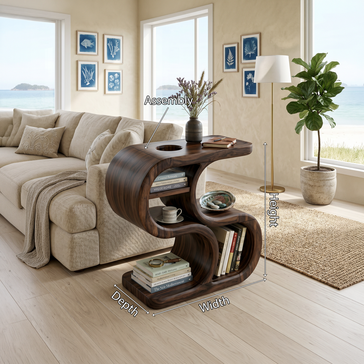 Scandinavian Organic Accent Table For Resort Interior Space