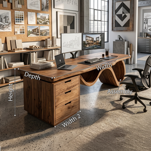 Contemporary Wave Base Executive Desk Design Studio
