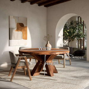 Organic Wooden Dining Table With Multi-Branched Base For Kitchen