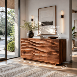 Modern Organic Wave Carved Sideboard For Festive Home Decor