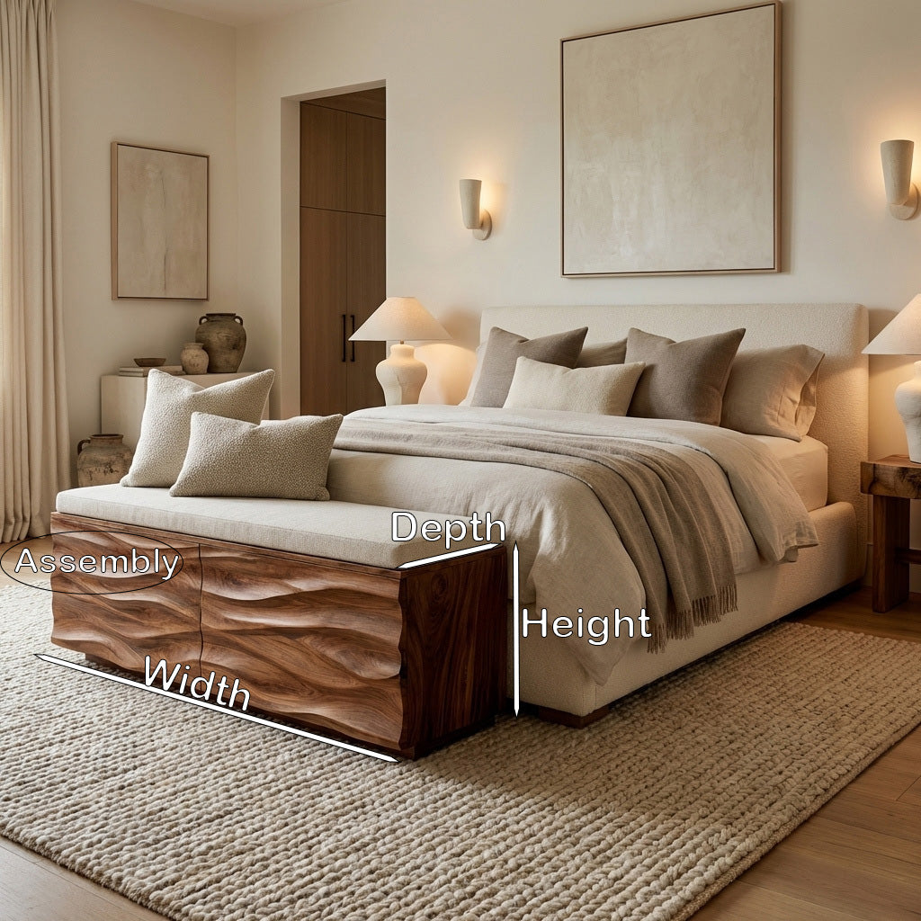 Modern Wave Storage Bench For Home Decor