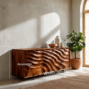 Contemporary Wooden Sideboard With Carved Doors For Home Interior