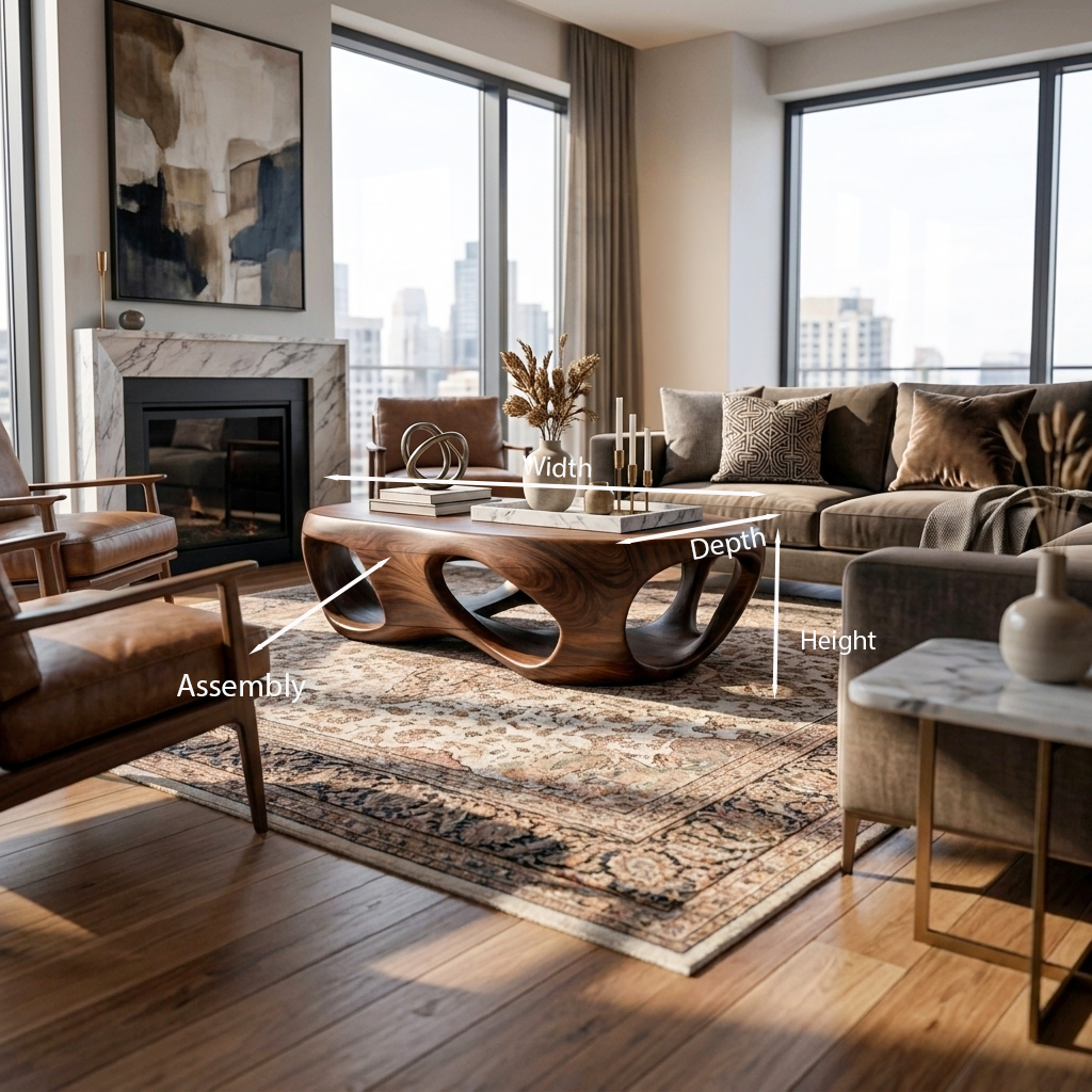 Artistic Coffee Table Carved Hollow Design For Lounge Space
