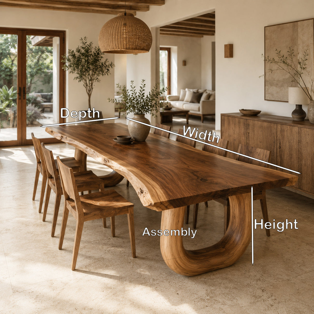 Organic Dining Table With Shape Carved Base For Kitchen