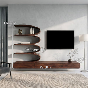 Minimalist Curved TV Console With Drawers For Living Design