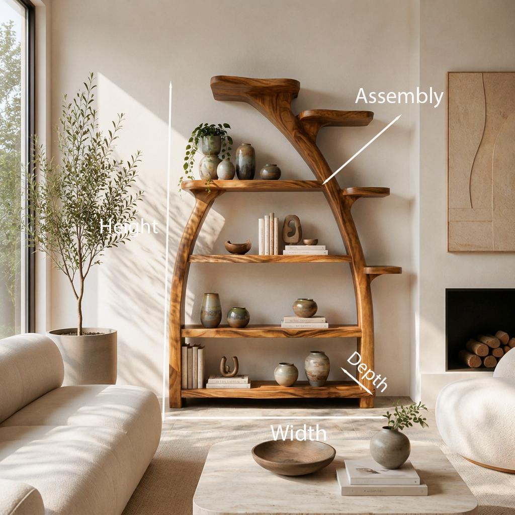 Organic Wooden Bookshelf Tree Inspired For Living Room