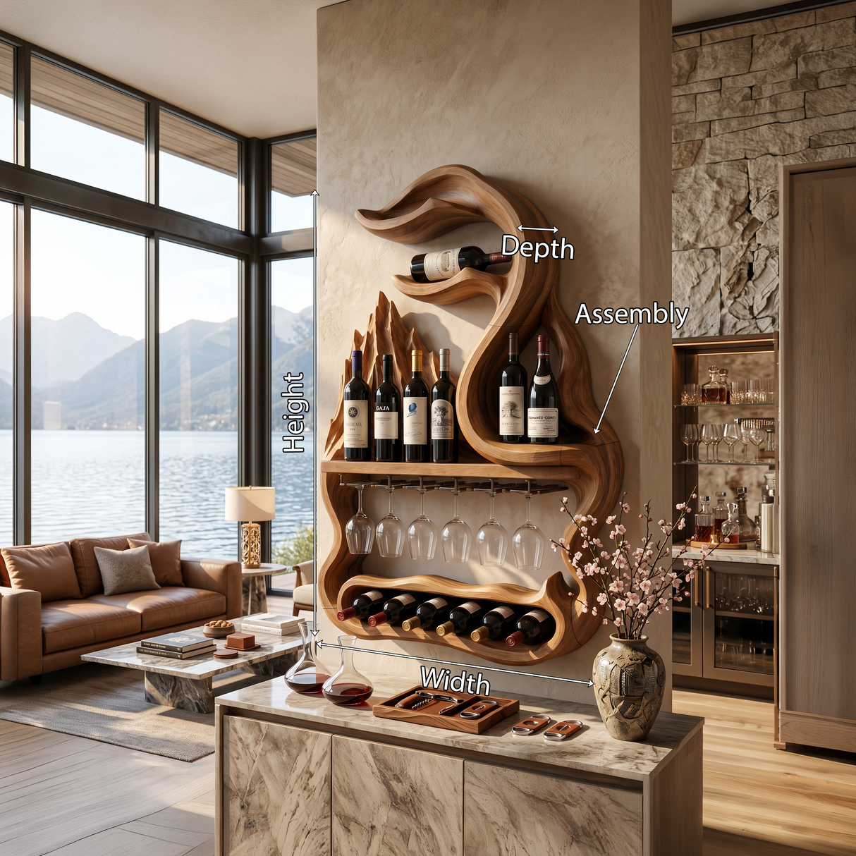 Mid Century Mountain Form Wine Holder For Dining Room