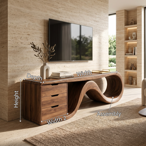 Wave Form Wooden Media Console Luxury Residence