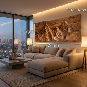 Contemporary Sculptural Wood Wall Art Mountain Design For Living Room