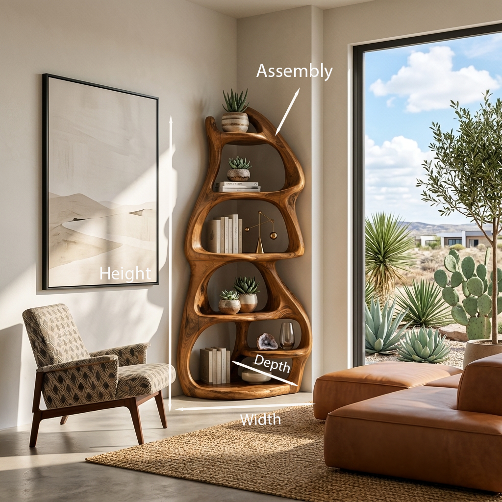 Modern Wooden Freeform Bookcase For Living Room Decor