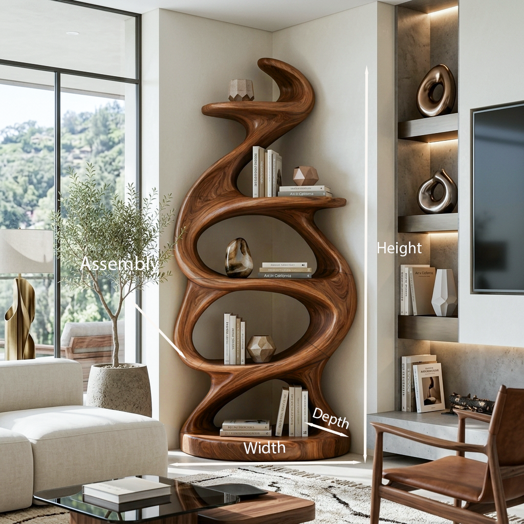 Organic Sculptural Flow Bookcase For Contemporary Home