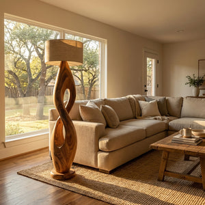 Modern Twisted Wooden Floor Lamp For Living Room