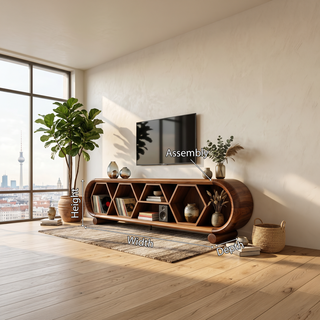 Modern Rounded TV Stand For Family Gathering Space