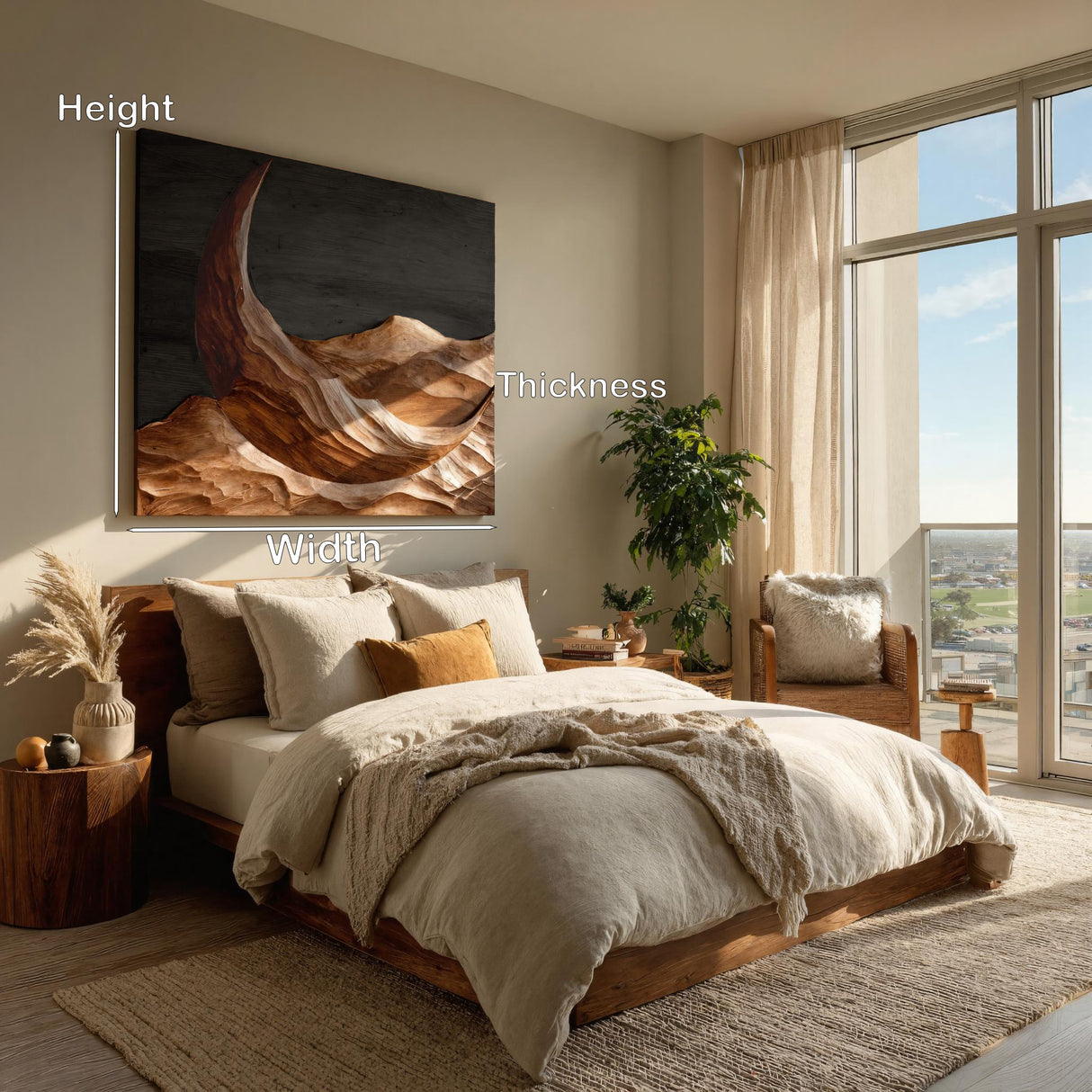 Modern Crescent Moon Wood Wall Art For Wall Decor