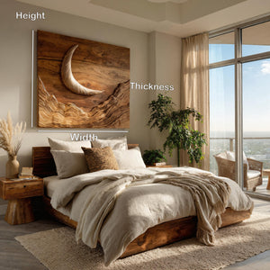 Minimalist Moon And Waves Wooden Wall Art For Home