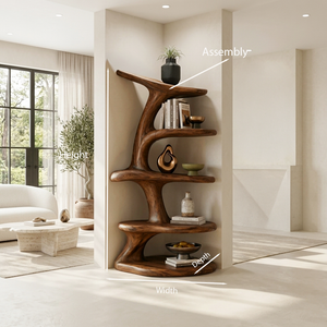 Modern Asymmetrical Sculptural Bookcase For Contemporary Living Room