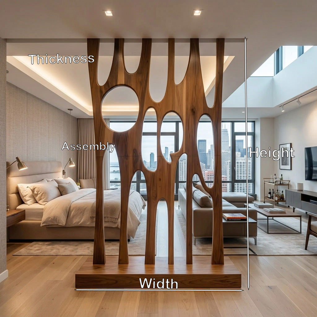 Modern Sculptural Room Divider With Artistic Carved For Bedroom