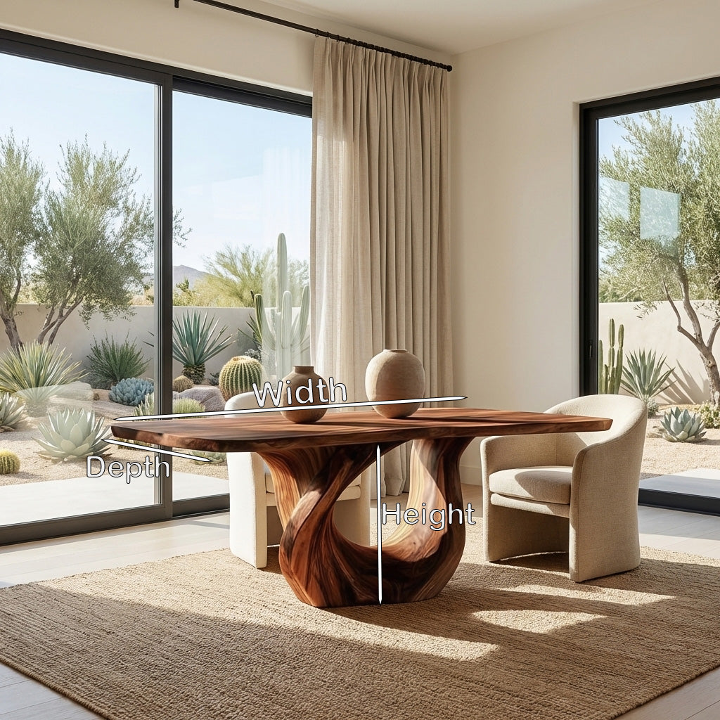 Modern Wooden Dining Table With Sculptural Base For Dining