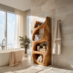 Handcrafted Sculptural Bathroom Shelf For Towels Or Spa Storage