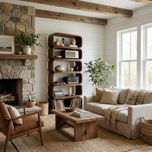 Contemporary Wooden Standing Shelf For Living Room Decor