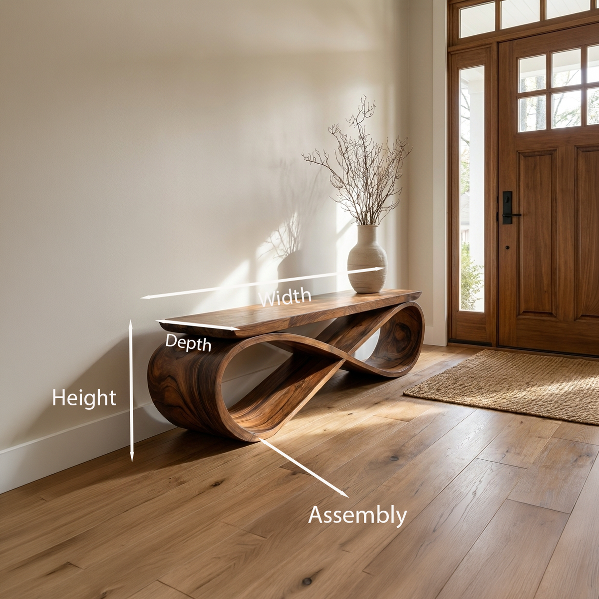 Infinity Loop Sculptural Bench For Entryway Or Living Room