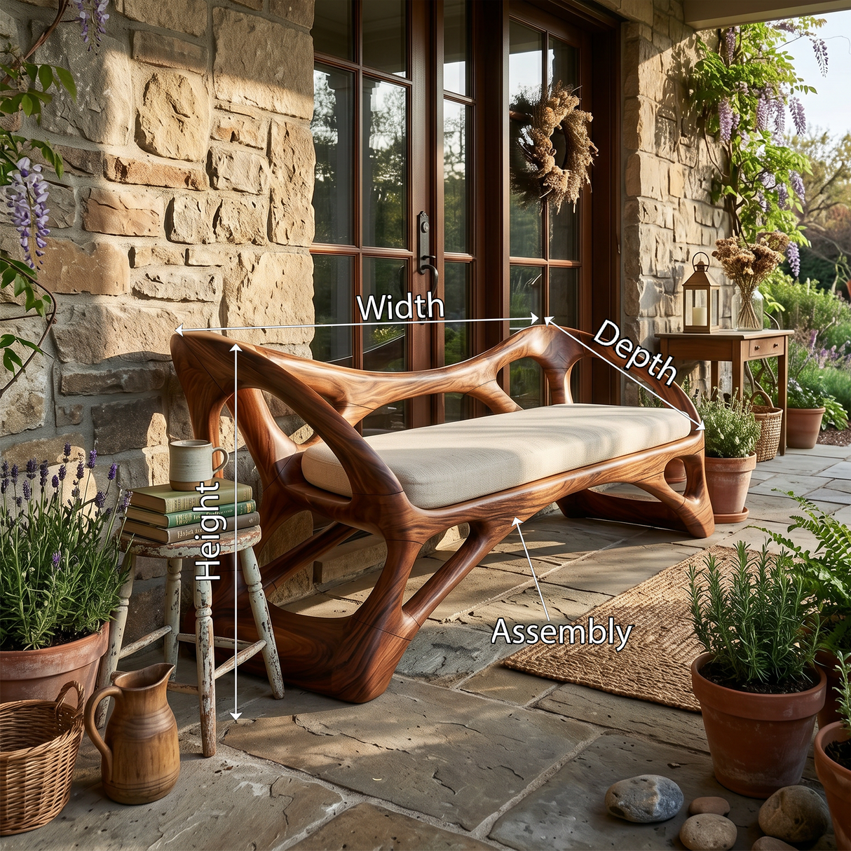 Handcrafted Wooden Bench Boutique Hotel