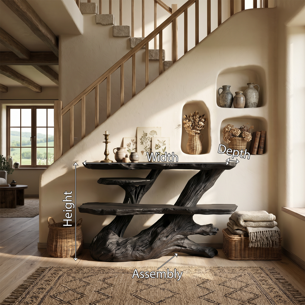 Resort Black Wood Console Table For Poolside Villa