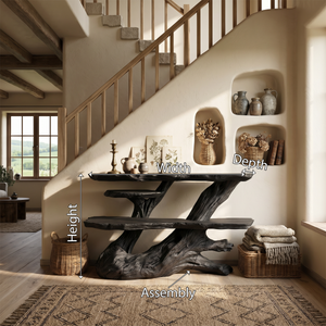 Resort Black Wood Console Table For Poolside Villa