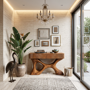 Modern Wood Console Table With Carved Drawers For Luxury Home