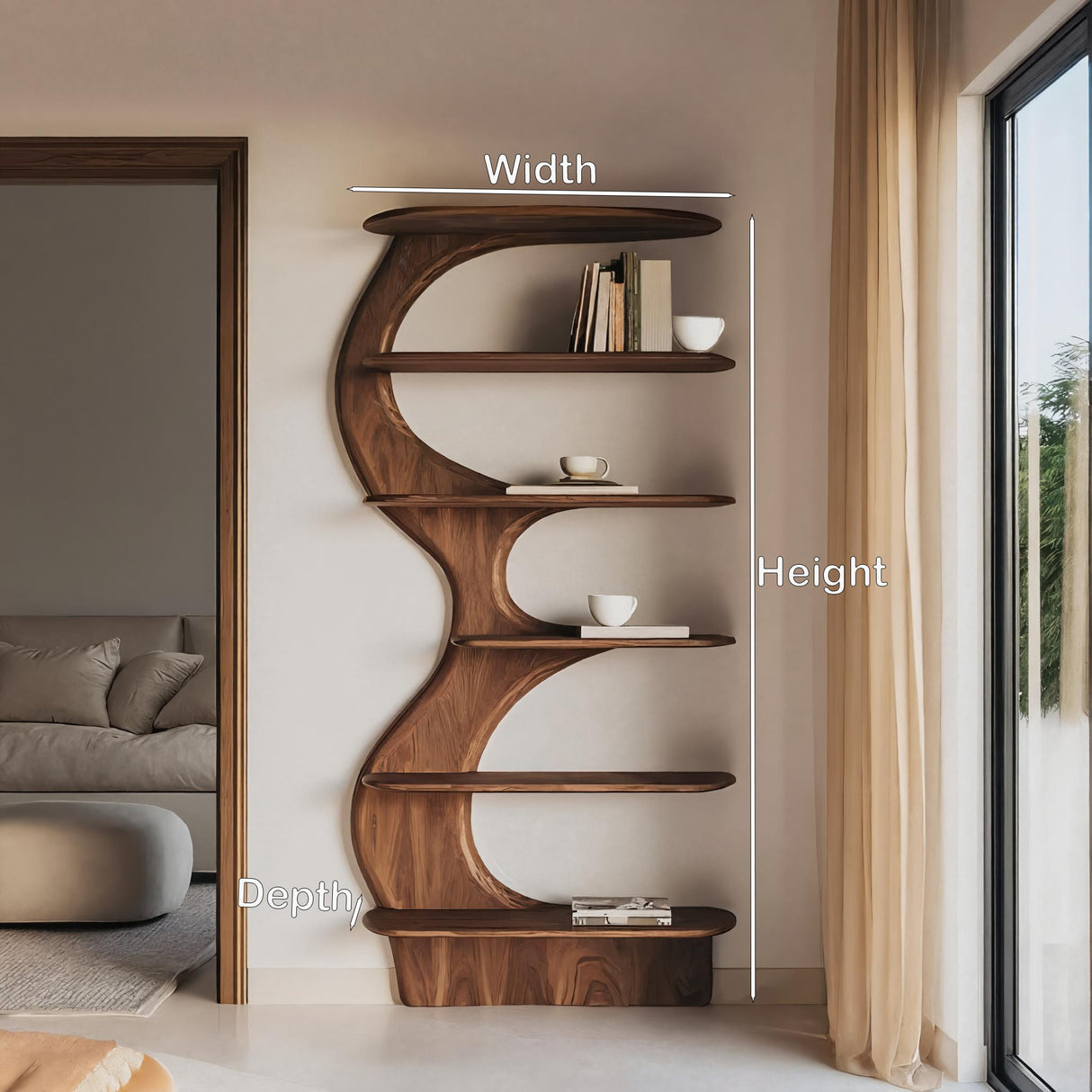Modern Vertical Bookshelf With Open Storage For Living Room