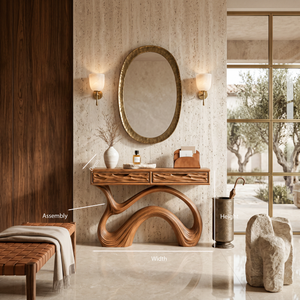 Wooden Console Table With Carved Curved Base For Contemporary Entryway