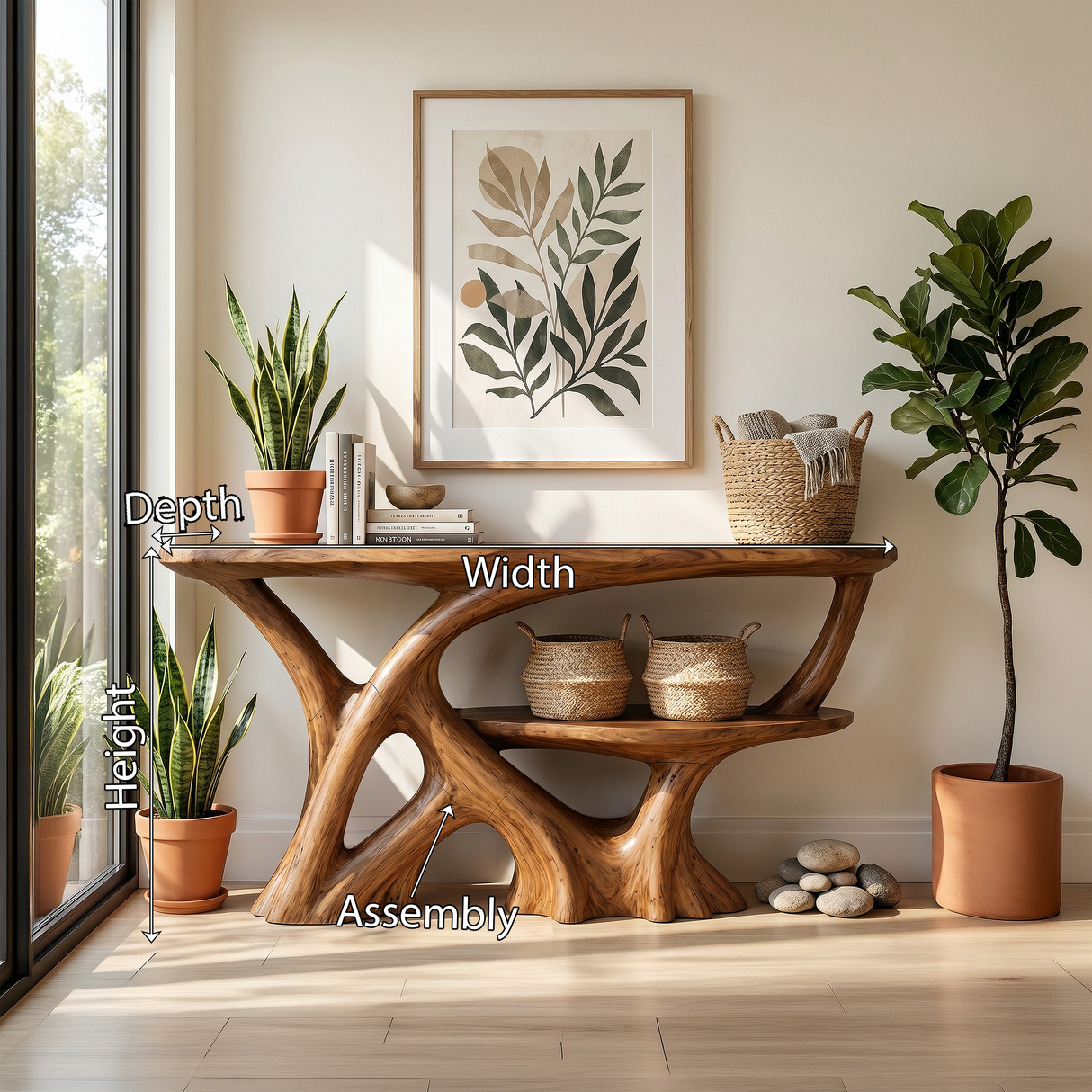 Organic Root Base Console Table Luxury Entryway