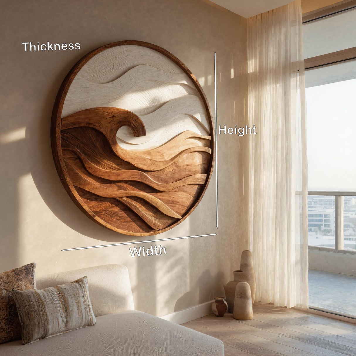 Handcrafted Round Wave Wall Art For Wall Decor