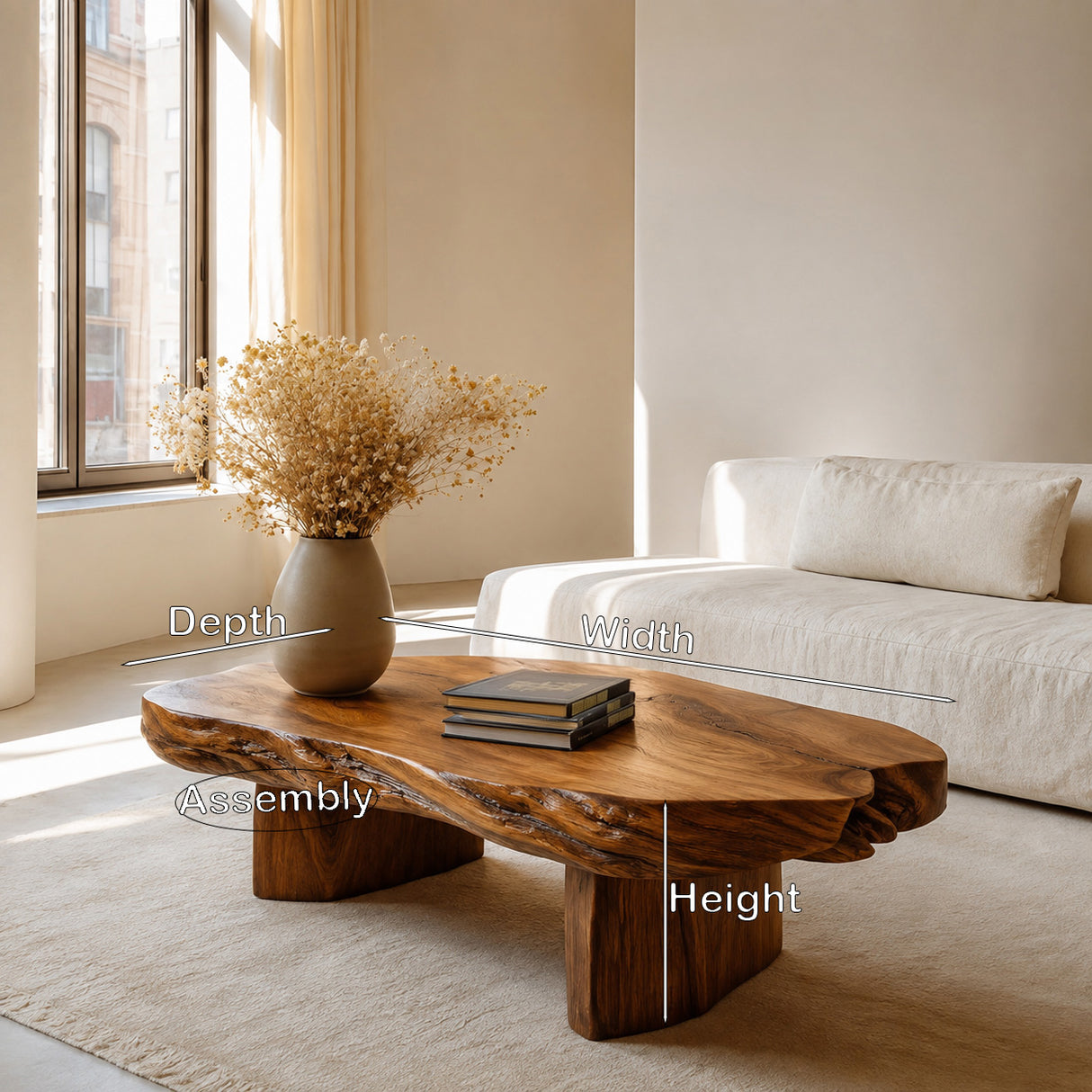 Modern Handcrafted Coffee Table Low Design For Living Room