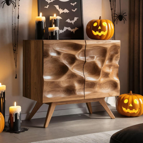 Artistic Halloween Wavy Wood Sideboard For Living Room Or Hallway