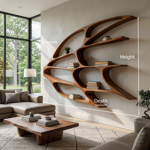 Organic Wooden Wall Mounted Bookshelf For Home Living