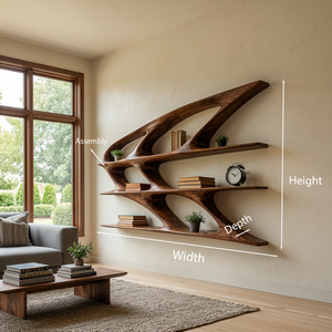 Organic Sculptural Wooden Bookshelf For Living Room Statement