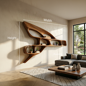 Organic Wooden Wall Bookshelf For Luxury Interior