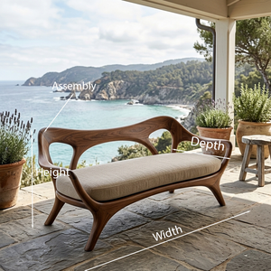 Statement Wooden Sofa With Curved Backrest For Living Decor