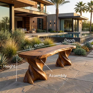 Contemporary Wooden Bench With Twisted Base For Home Living