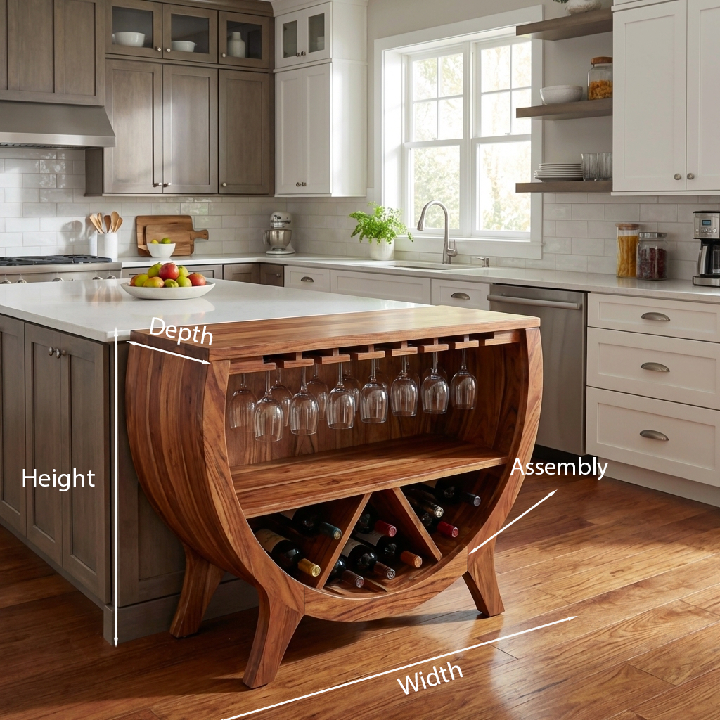 Wooden Wine Cabinet With Bottle Storage For Home Bar