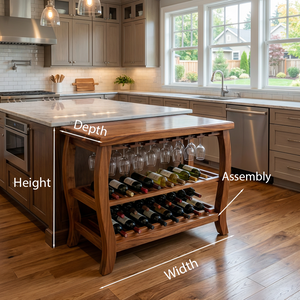 Sculptural Wooden Wine Cabinet With Glass Rack For Island Decor